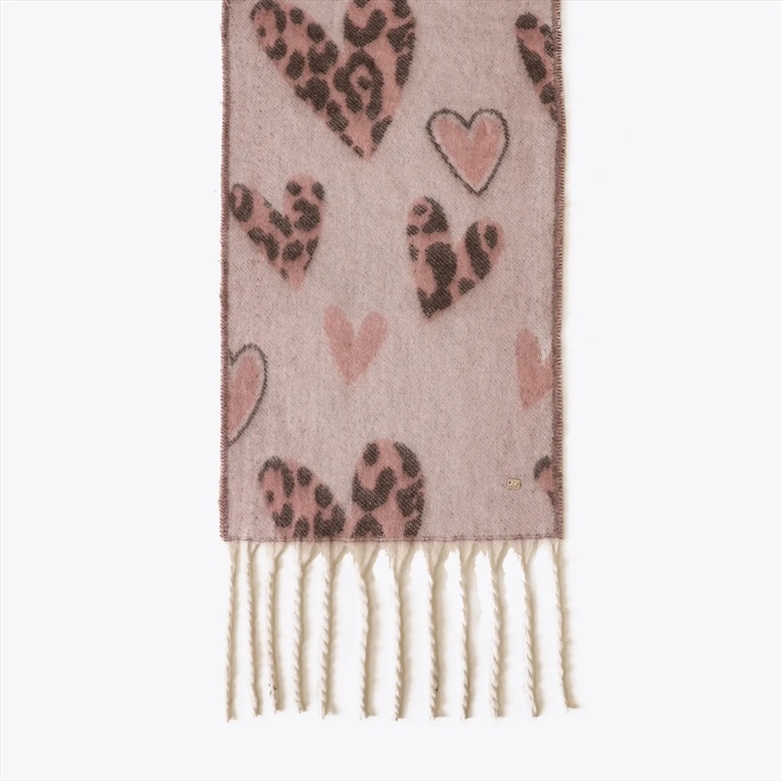 1707-0549.jpg AXEL SCARF WITH HEARTS AND FRINGES 45x80cm - Image 1