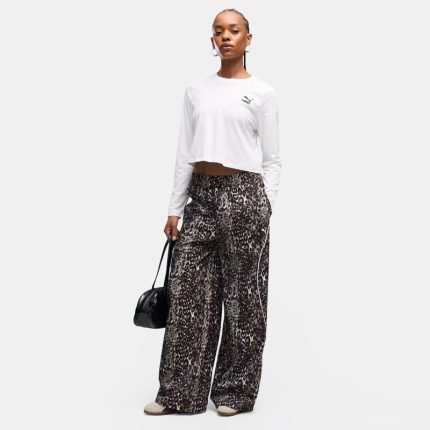 PUMA WOMEN SPORT ANIMAL RELAXED AOP WIDE LEG WOVEN PANTS